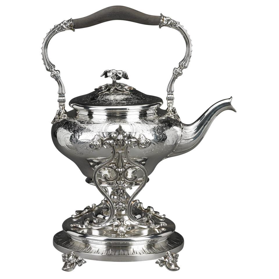 French Silver Plated Kettle on Lampstand, Christofle, late 19th century