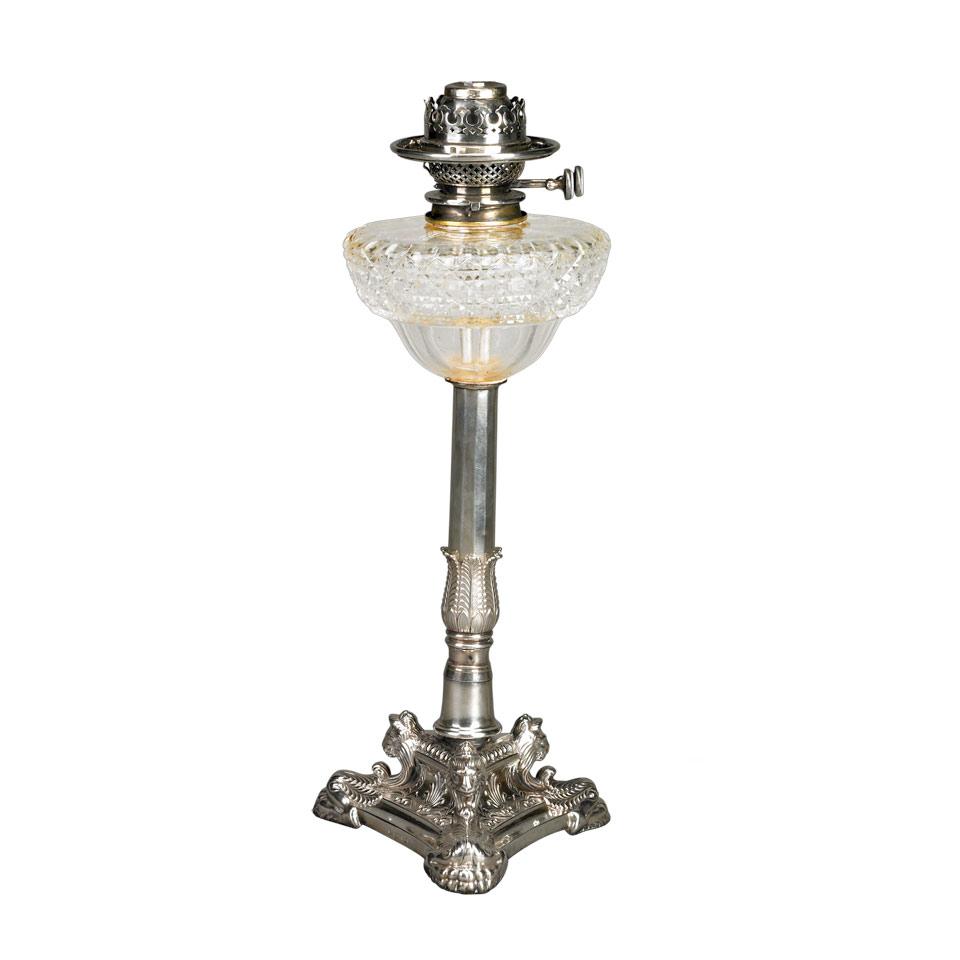 William IV Silver and Cut Glass Banquet Lamp, James Dixon & Son, Sheffield, 1836