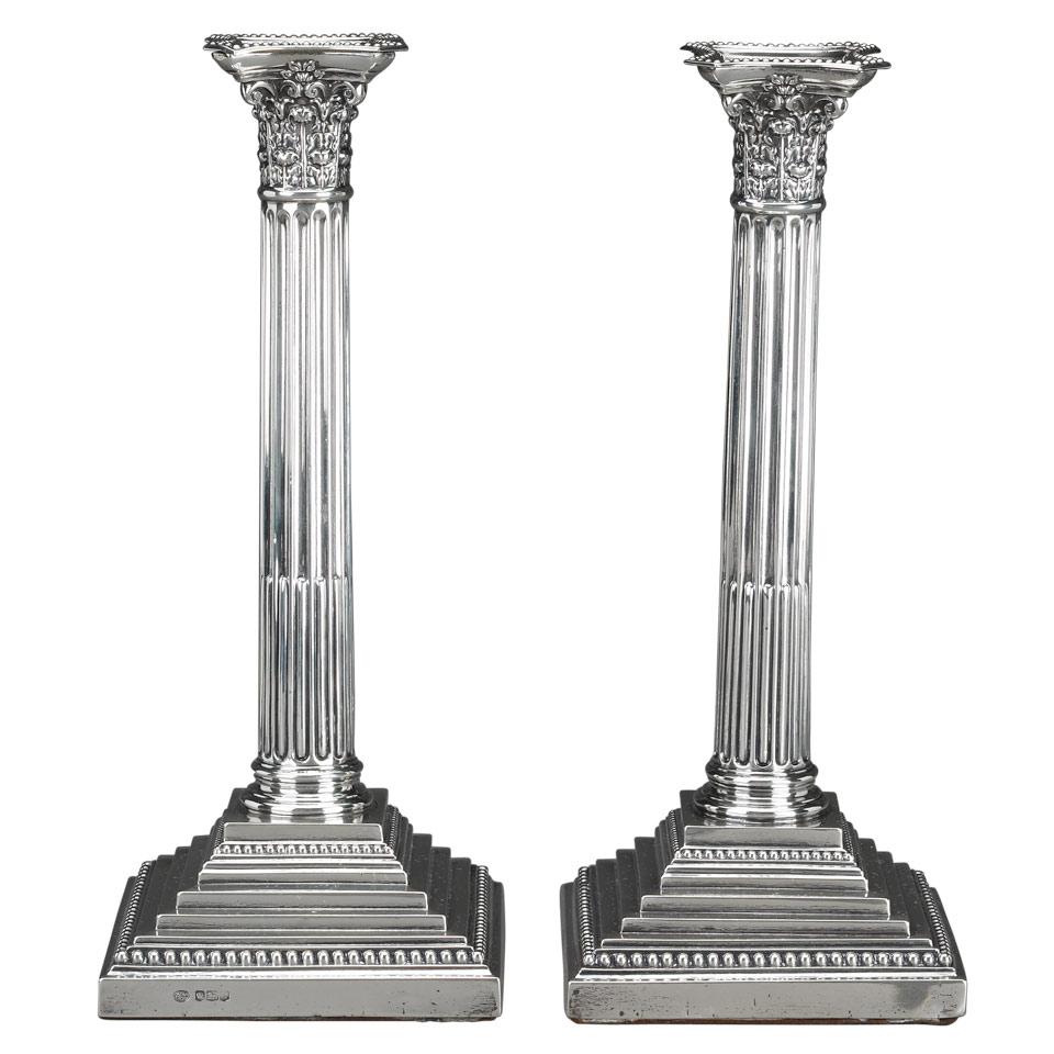 Pair of English Silver Table Candlesticks, Alexander Clark & Co., Sheffield, 1924/26