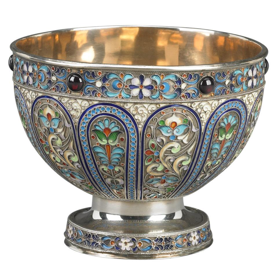 Russian Silver and Cloisonné Enamel Bowl