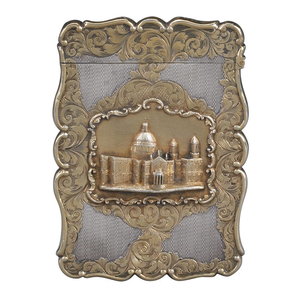 Victorian Silver Parcel-Gilt ‘Castle-Top’ Card Case, Wheeler & Cronin, Birmingham, 1845