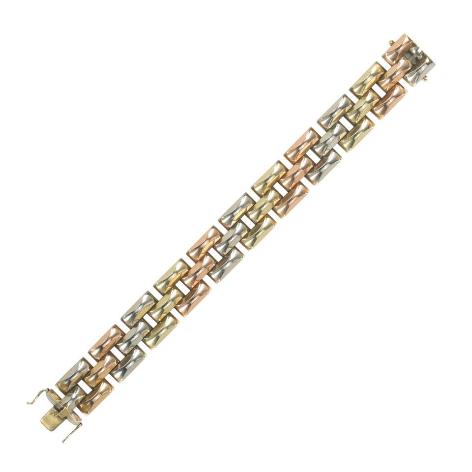 Italian 14k Three Colour Gold Link Bracelet