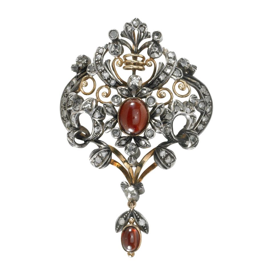 18k Yellow Gold And Silver Filigree Brooch/Pendant
