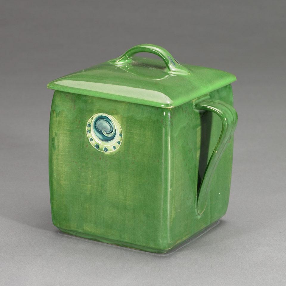 Macintyre Moorcroft Green Flamminian Biscuit Box and Cover, for Liberty & Co., c.1906-13