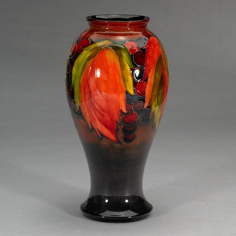 Moorcroft Flambé Grape and Leaf Vase, c.1945-49