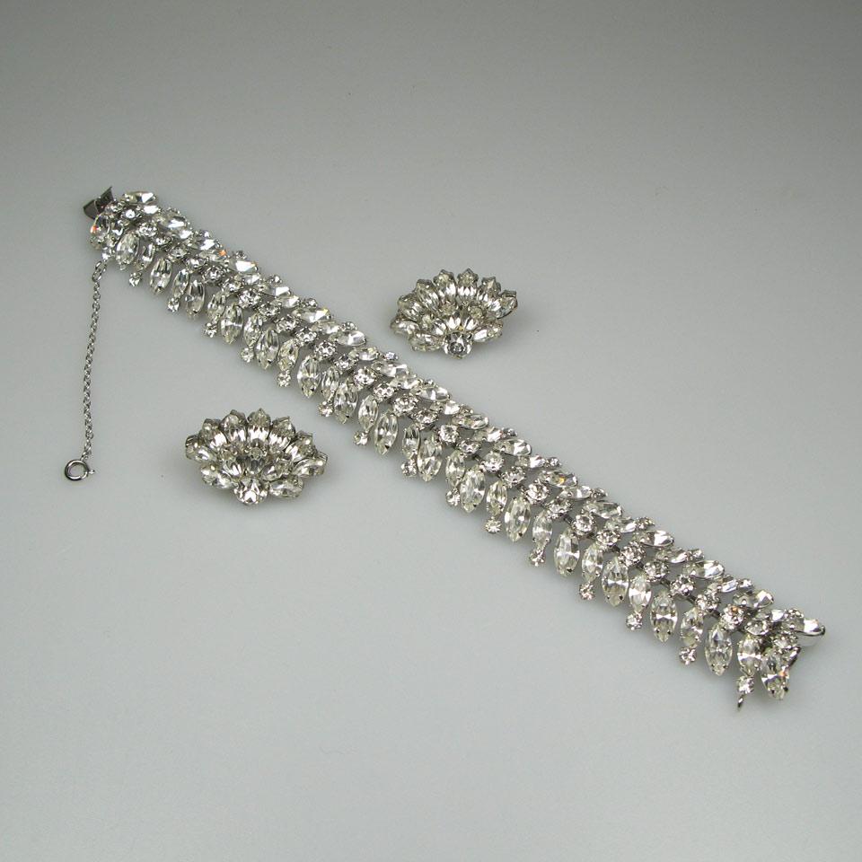 Sherman Silver Tone Metal Bracelet And Earring Suite