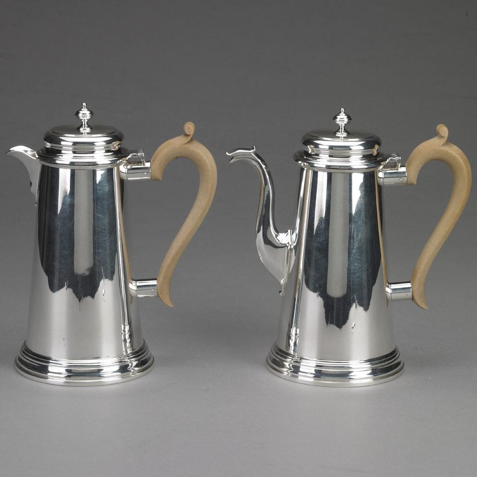 Pair of English Silver Coffee Pots, Mappin & Webb, London, 1964