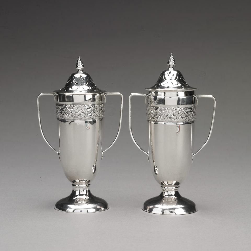 Pair of English Silver Potpourri Vases, Birmingham, 1912