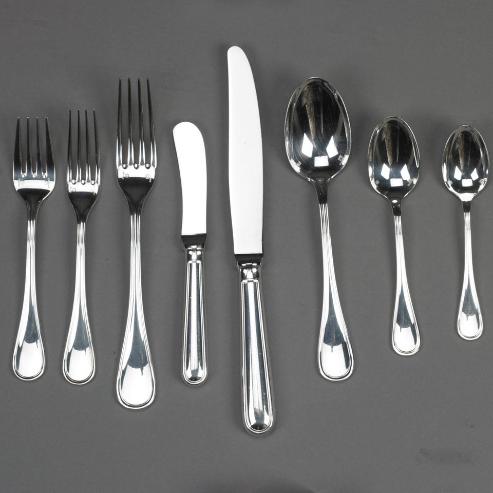 French Silver Plated ‘Albi’ Pattern Flatware Service, Christofle, 20th century