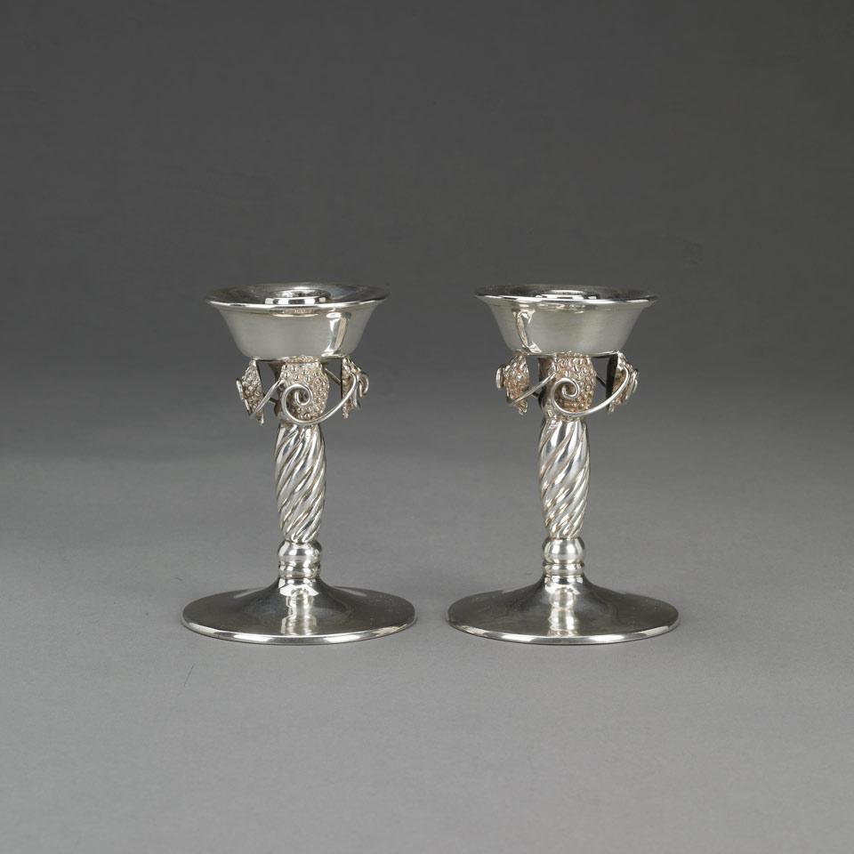 Pair of Mexican Silver Candlesticks, Torres Vega, Mexico City, 20th century