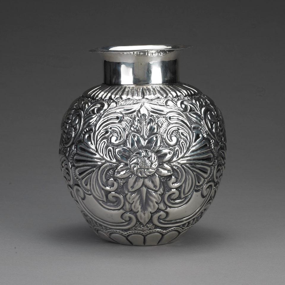 Peruvian Silver Vase, 20th century