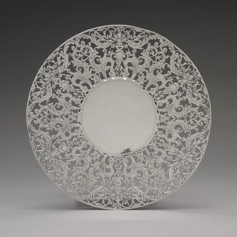 American Silver Pierced Cake Stand Roger Williams Silver Co., Providence, R.I., for Wright, Kay & Co., Detroit, Mich., c.1900