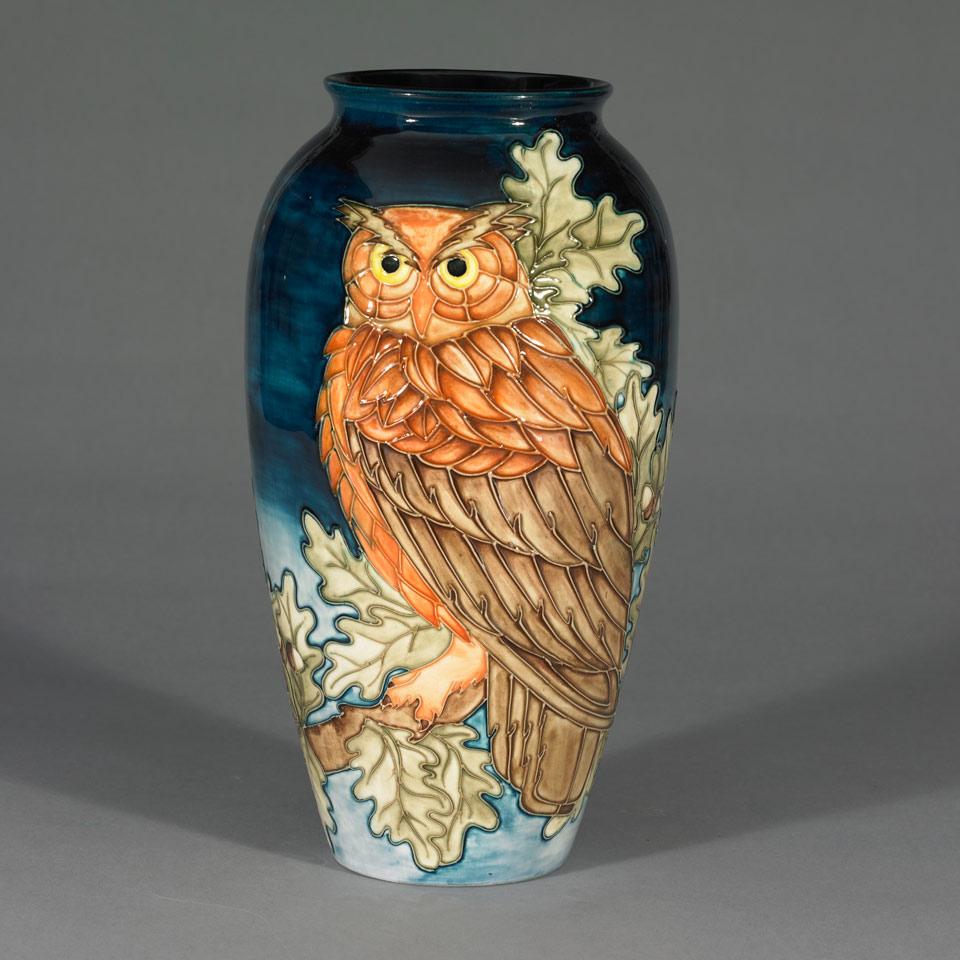 Moorcroft Eagle Owl Vase, Sally Tuffin, 21/500, c.1998