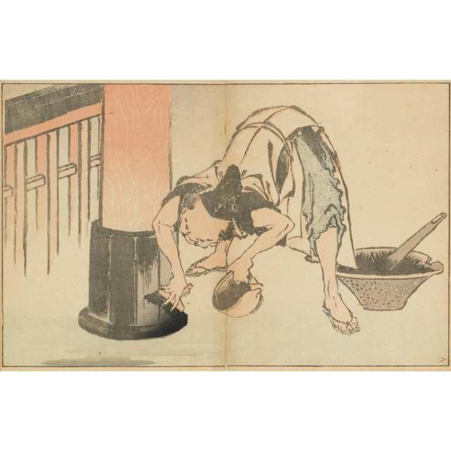 Five Hokusai Manga Prints, 19th Century