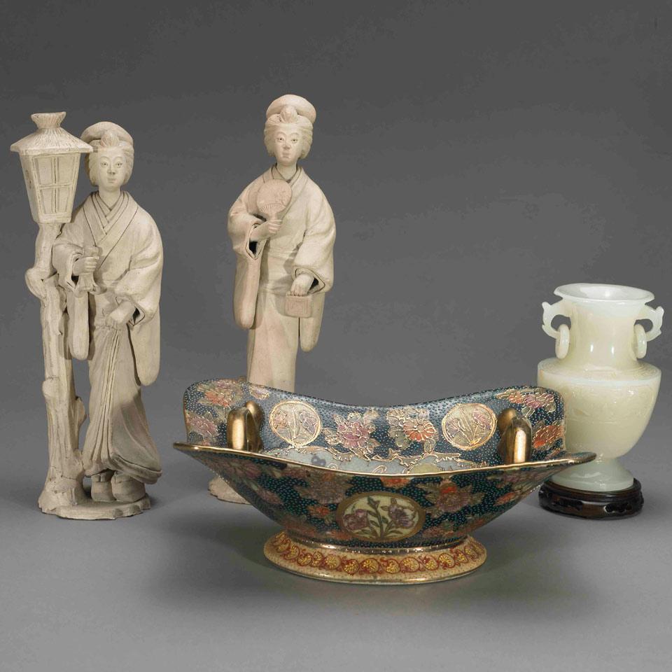 Pair of Tokyo School Pottery Maidens, Meiji Period (1868-1913)
