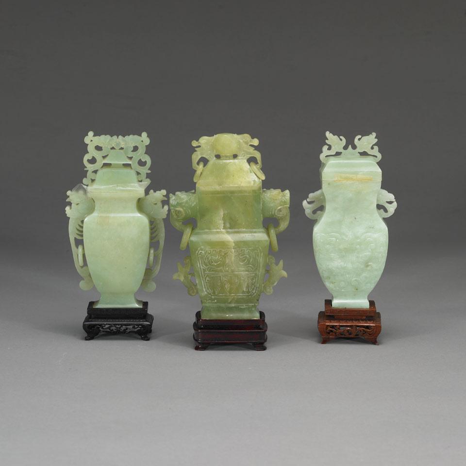 Three Large Archaistic Hardstone Vases