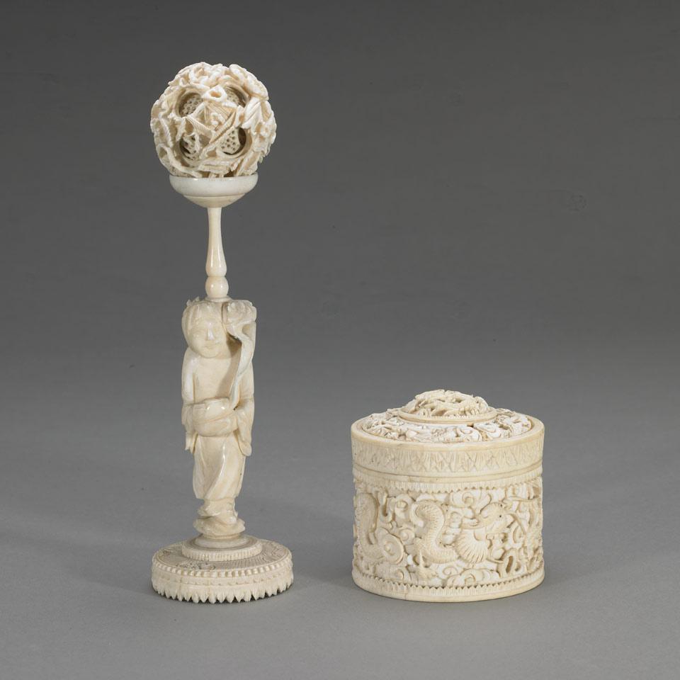Two Export Ivory Items