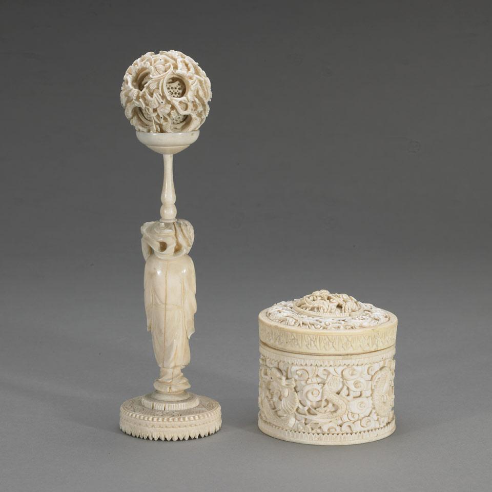 Two Export Ivory Items