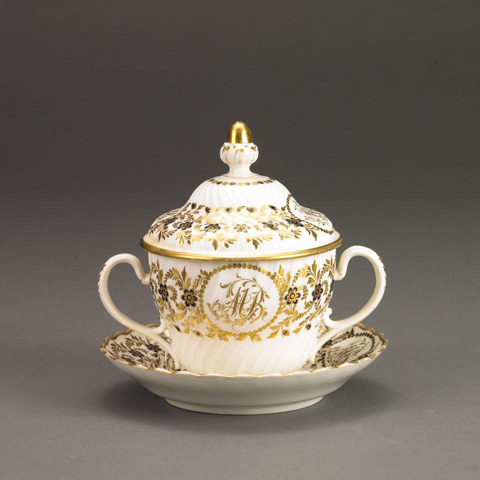 Flight Worcester Caudle Cup, Cover and Stand, c.1790