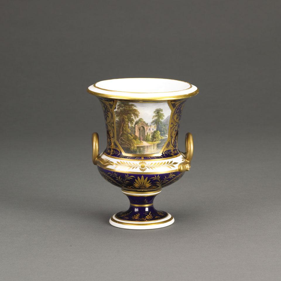 Crown Derby Campana Shaped Vase with Topographical View of Italy, c.1820