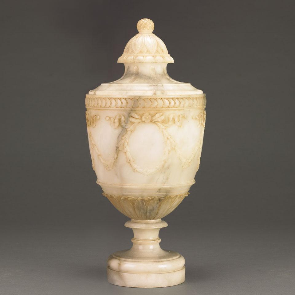 Carved Alabaster Urn Form Luminaire, early 20th century