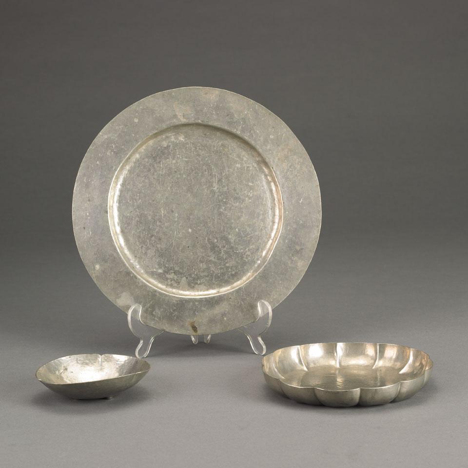 Group of Three Pewter Dishes, c.1930’s