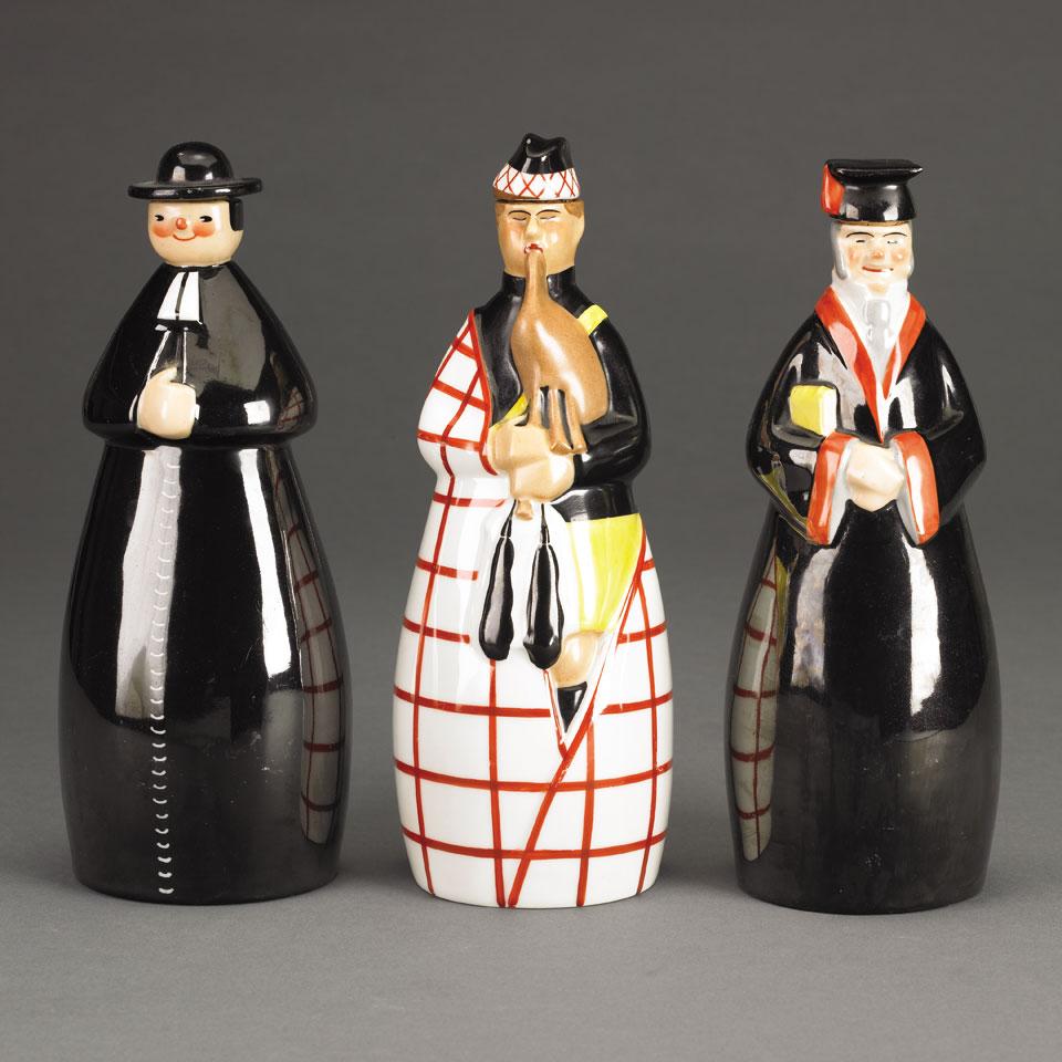 Three Robj Character Bottles, Paris, c.1925