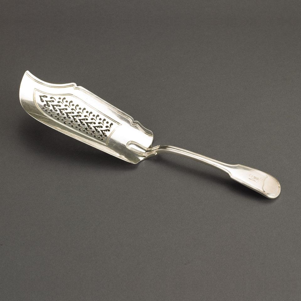 Victorian Silver Fiddle and Thread Pattern Fish Slice, Samuel Hayne & Dudley Cater, London, 1839