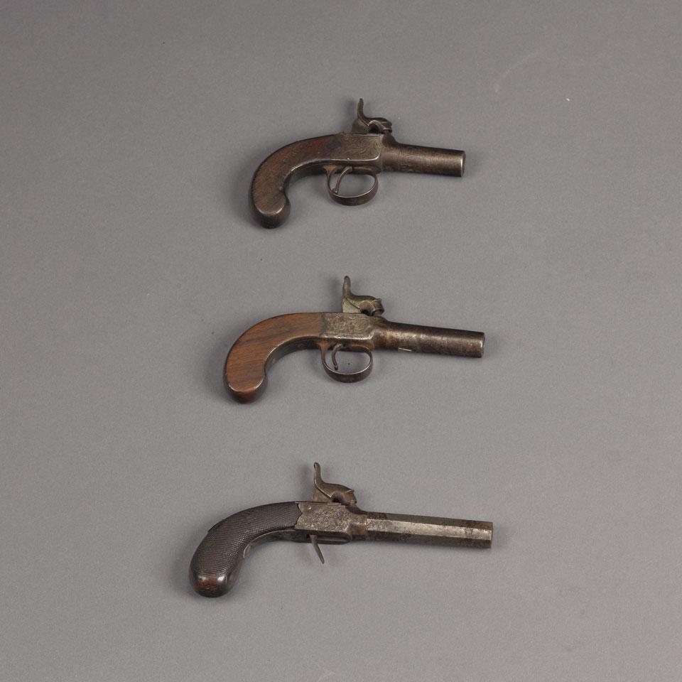 Three Percussion Pocket Pistols, mid-19th century