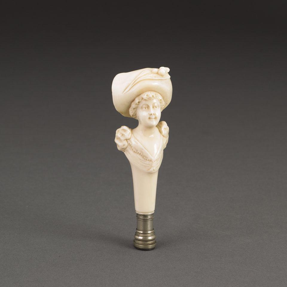 French Carved Ivory Figural Seal, c.1900