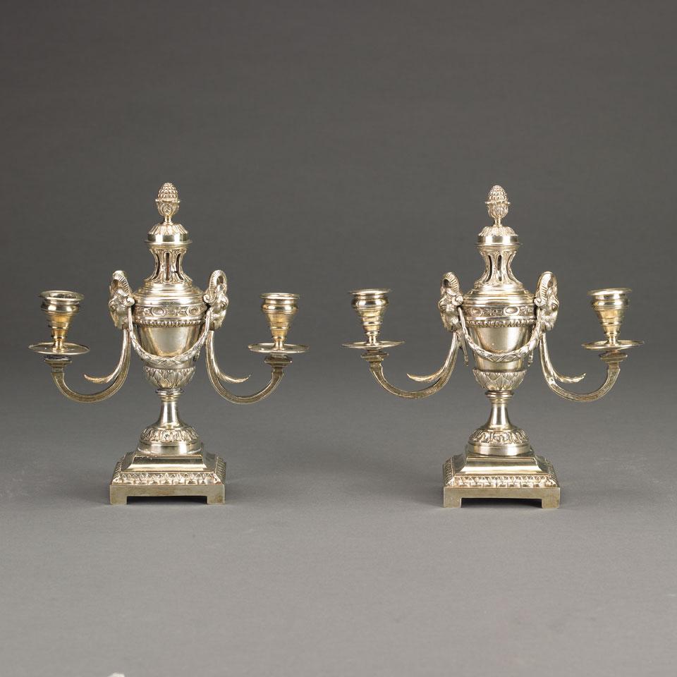 Pair of French Silvered Bronze Cassolettes, 19th century