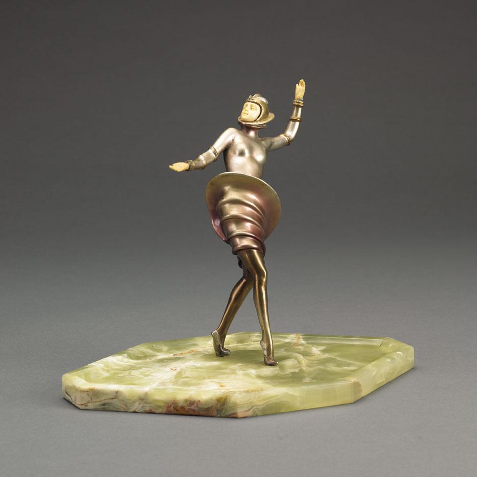 Patinated Metal and Onyx Figural Vide-Poche, c.1930