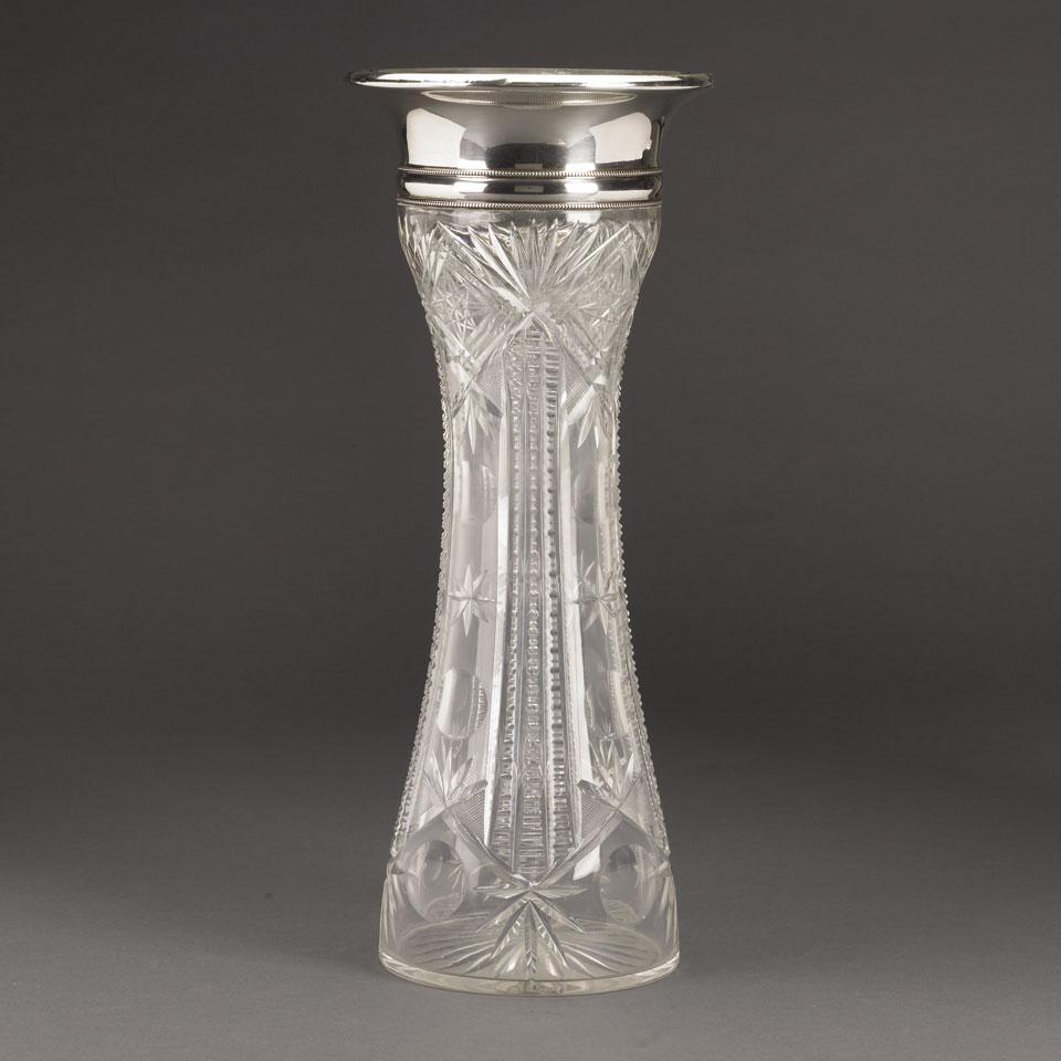 English Silver Mounted Cut Glass Vase, Gorham Manufacturing Co., Birmingham, 1912