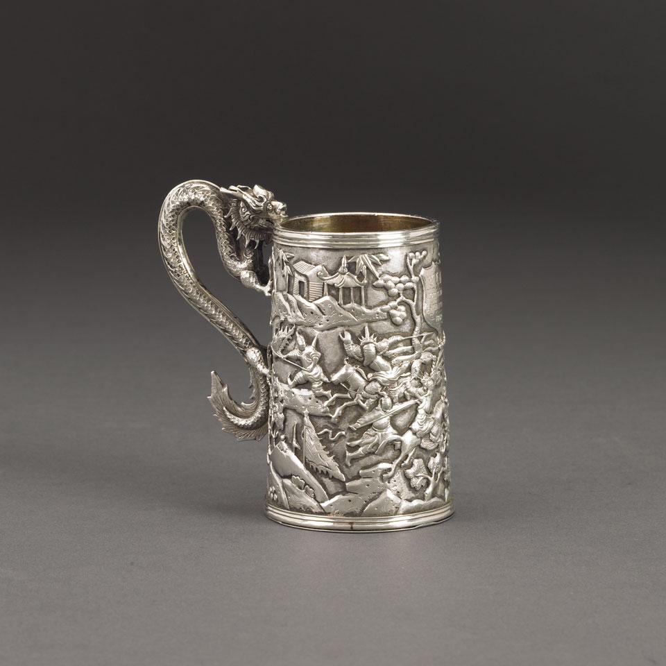 Chinese Export Silver Mug, Lee Ching, Hong Kong, 1840-1862