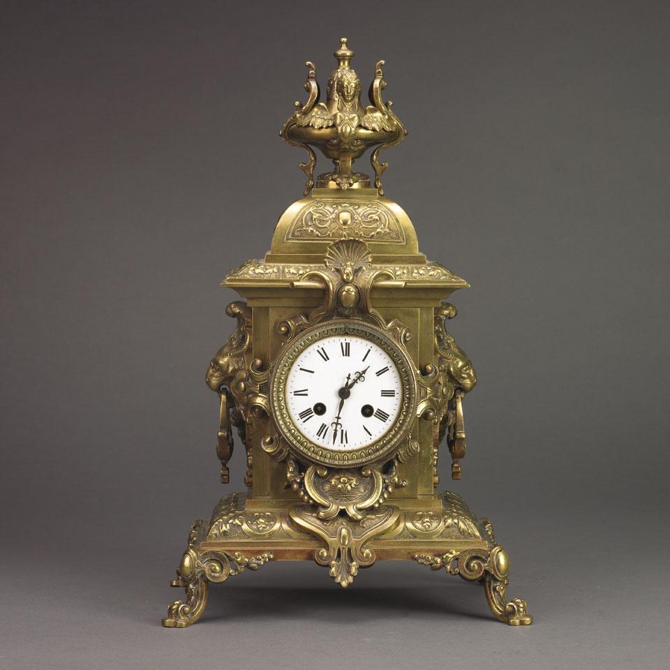 French Gilt Brass Cased Mantle Clock, Samuel Marti et Cie., Paris, late 19th century