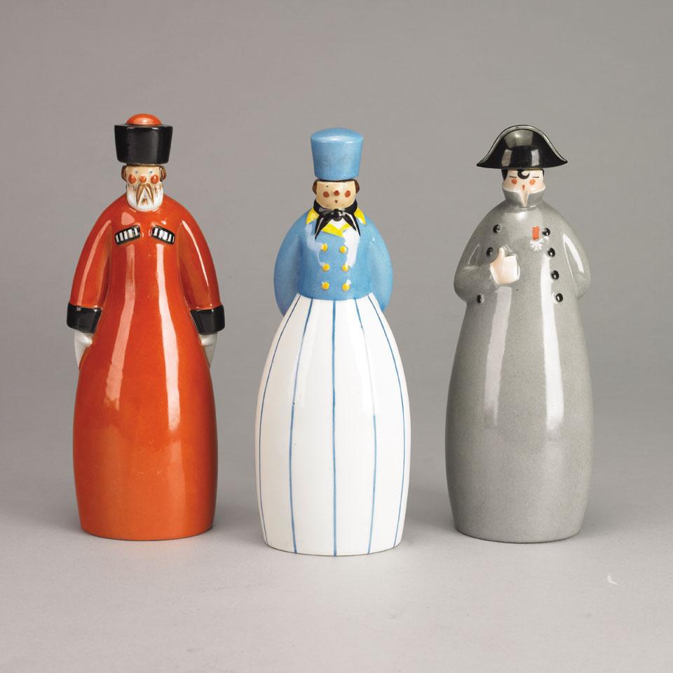 Three Robj Character Bottles, Paris, c.1925