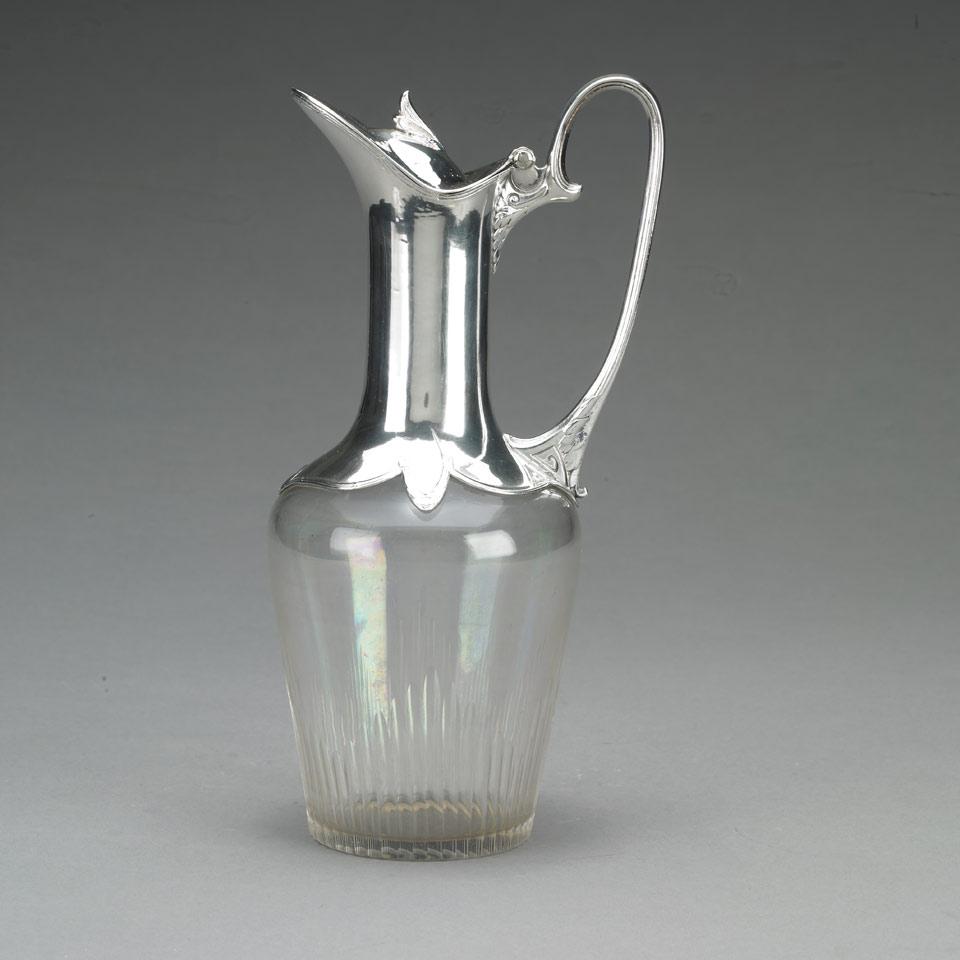 WMF Silver Plate Mounted Cut Glass Claret Jug, c.1900