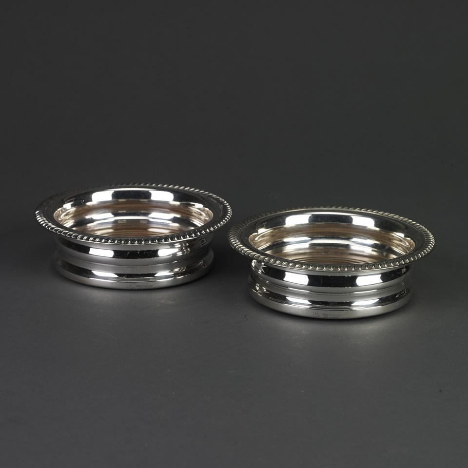 Pair of Silver Plated Wine Coasters, 20th century