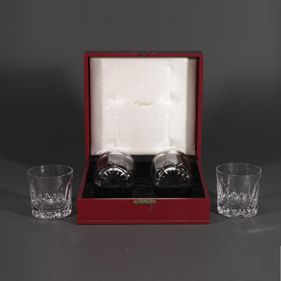 Four Cartier Cut Glass Tumblers, 20th century
