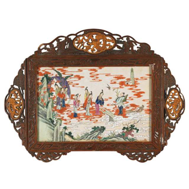 Four Famille Rose Porcelain Plaques, Late Qing Dynasty