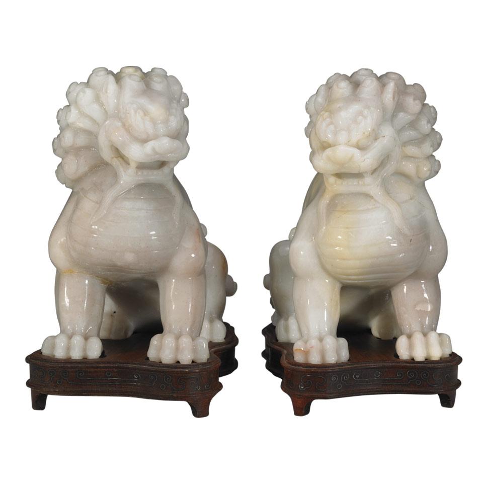 Pair of Grey Hardstone Buddhist Lions