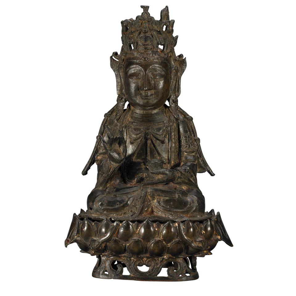 Bronze Seated Figure of Guanyin, Ming Dynasty, 16th/17th Century