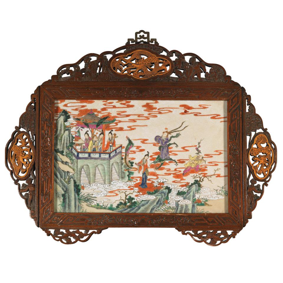 Four Famille Rose Porcelain Plaques, Late Qing Dynasty