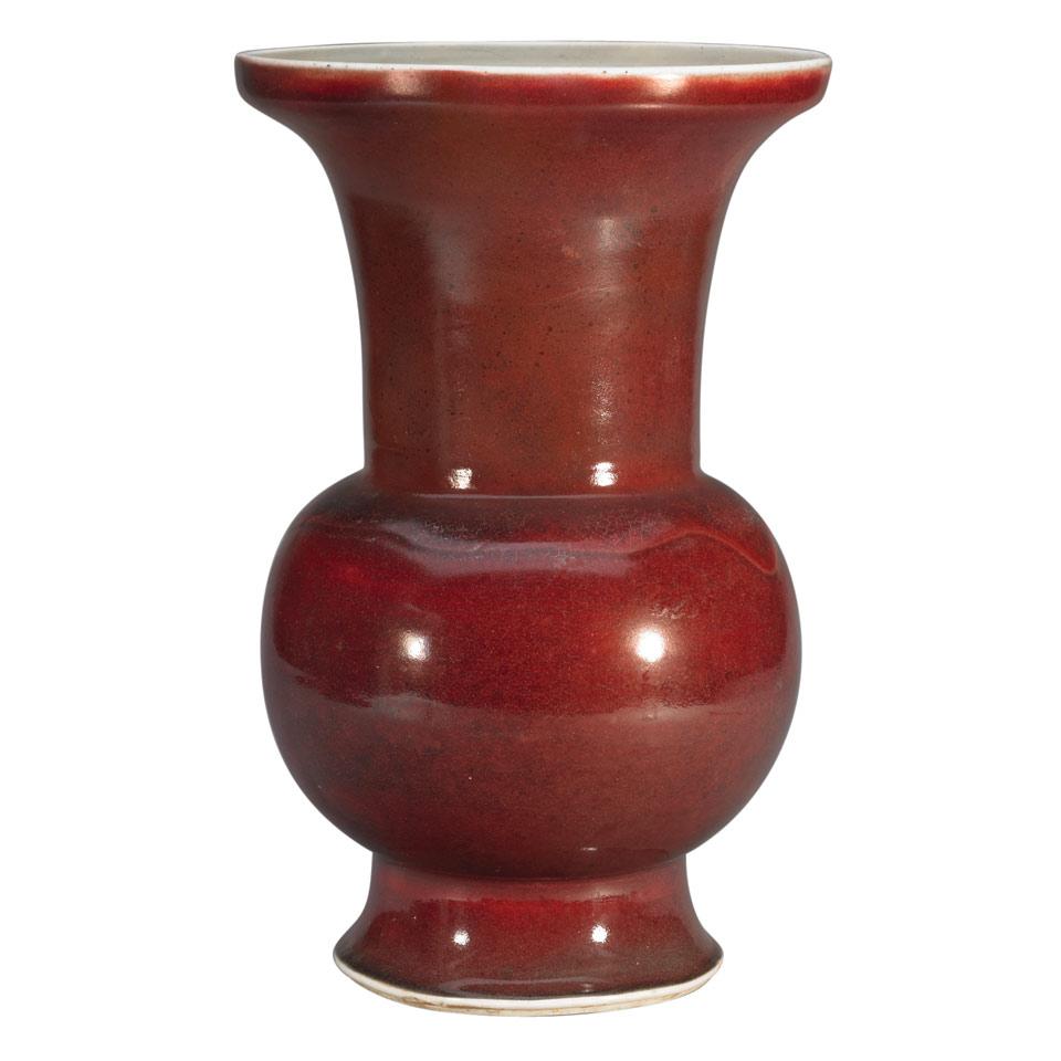 Ox Blood Glazed Yenyen Vase, Qing Dynasty, 19th Century