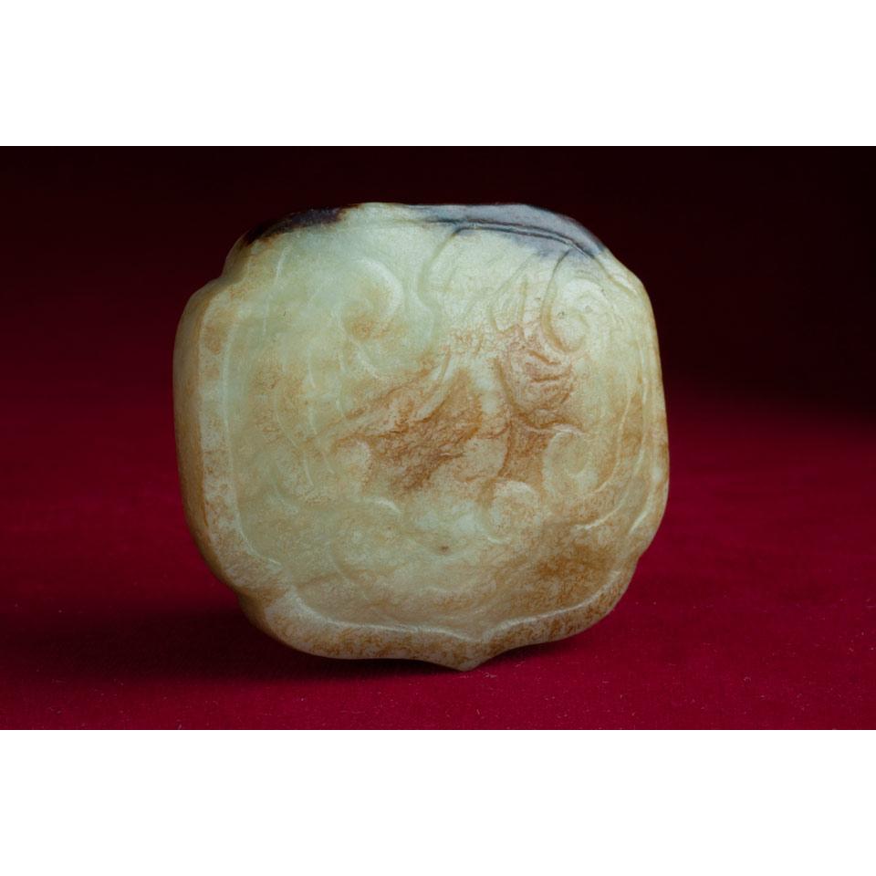 Mottled Yellow Jade Lingzhi Pendant, Ming Dynasty