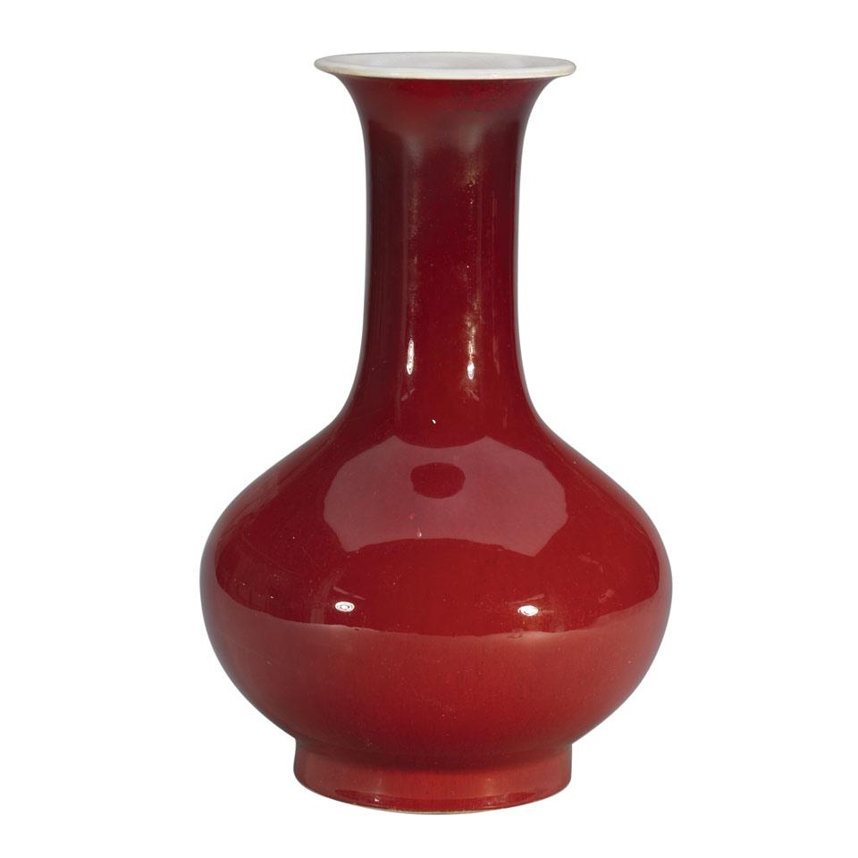 Ox Blood Glazed Bottle Vase, Qing Dynasty, 19th Century