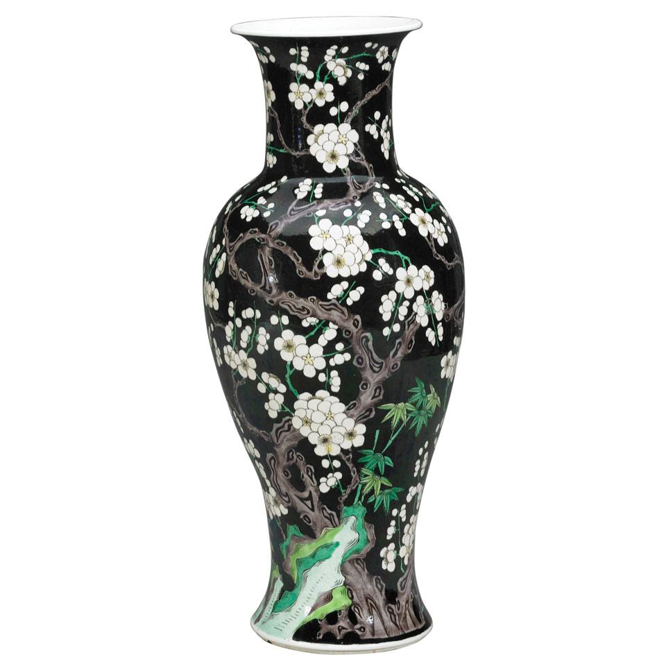 Famille Noir Baluster Vase, Qing Dynasty, 19th Century