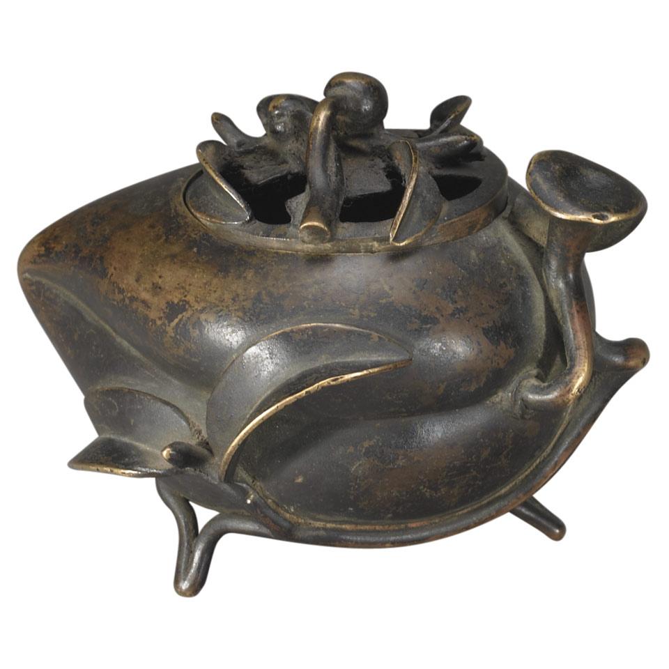 Bronze Peach-Form Censer and Cover, Qing Dynasty, 18th/19th Century