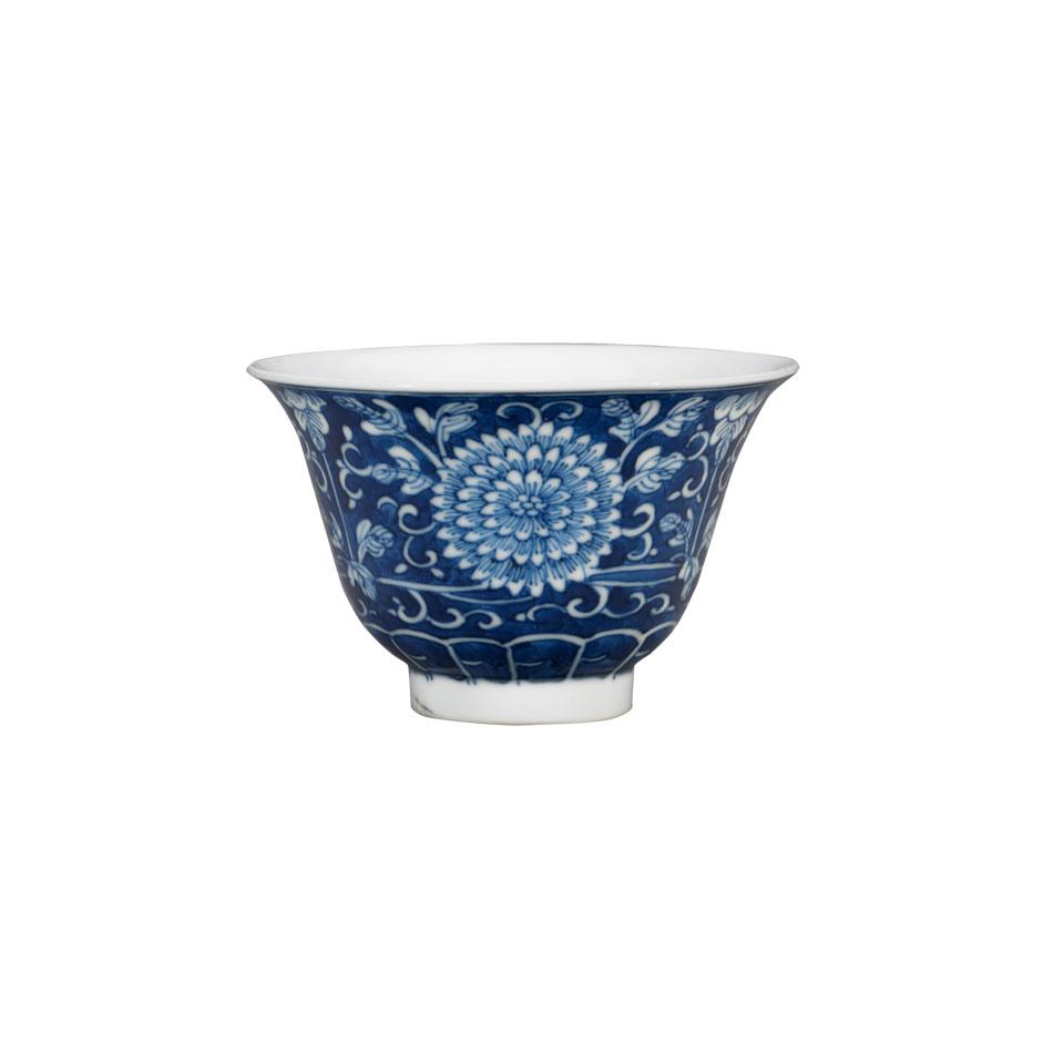 Blue and White Lotus Cup, Kangxi Mark, Early 20th Century