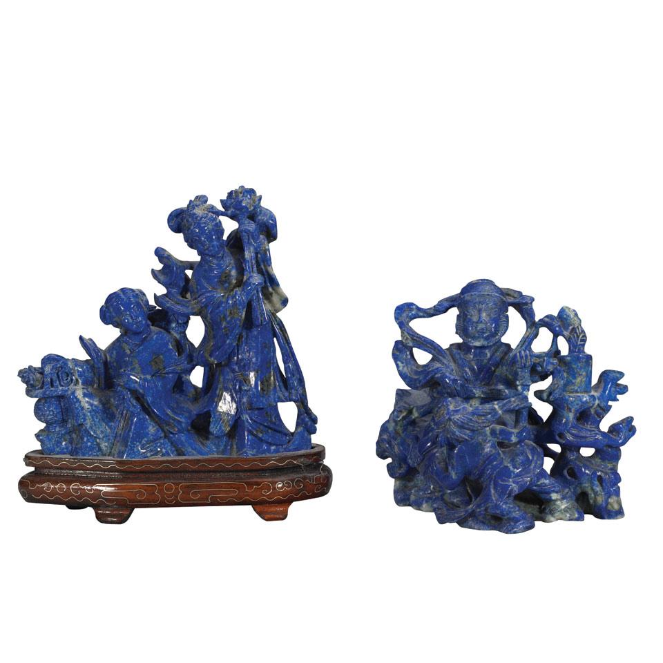 Two Lapis Lazuli Figural Groups